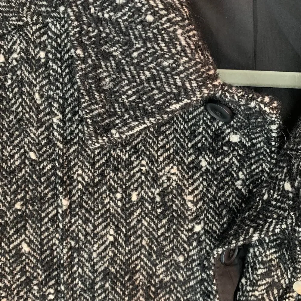 ZARA Bomber Jacket Women Medium Black Gray Zip Tweed Lined Classic - Picture 9 of 13